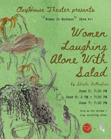 Women Laughing Alone with Salad poster
